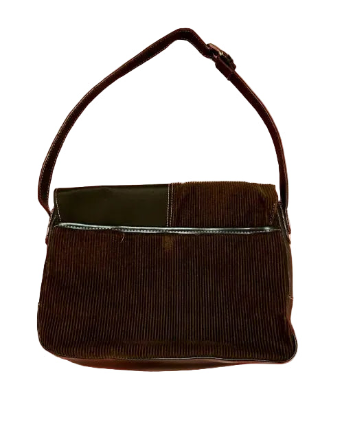 Corduroy Leather Shoulder Bag