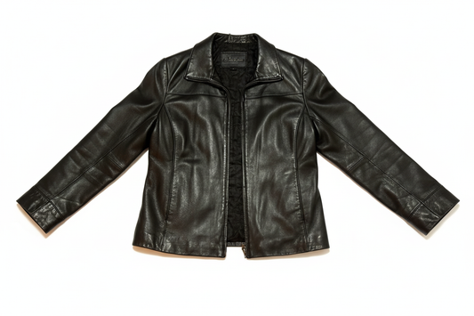 Leather jacket on white background